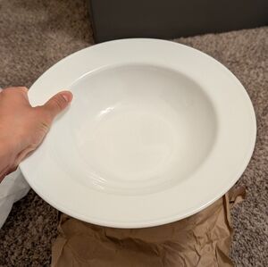 Corelle Large Pasta Bowl Set of 5 White Rimmed Soup Salad 10.75” ~ 28oz EUC